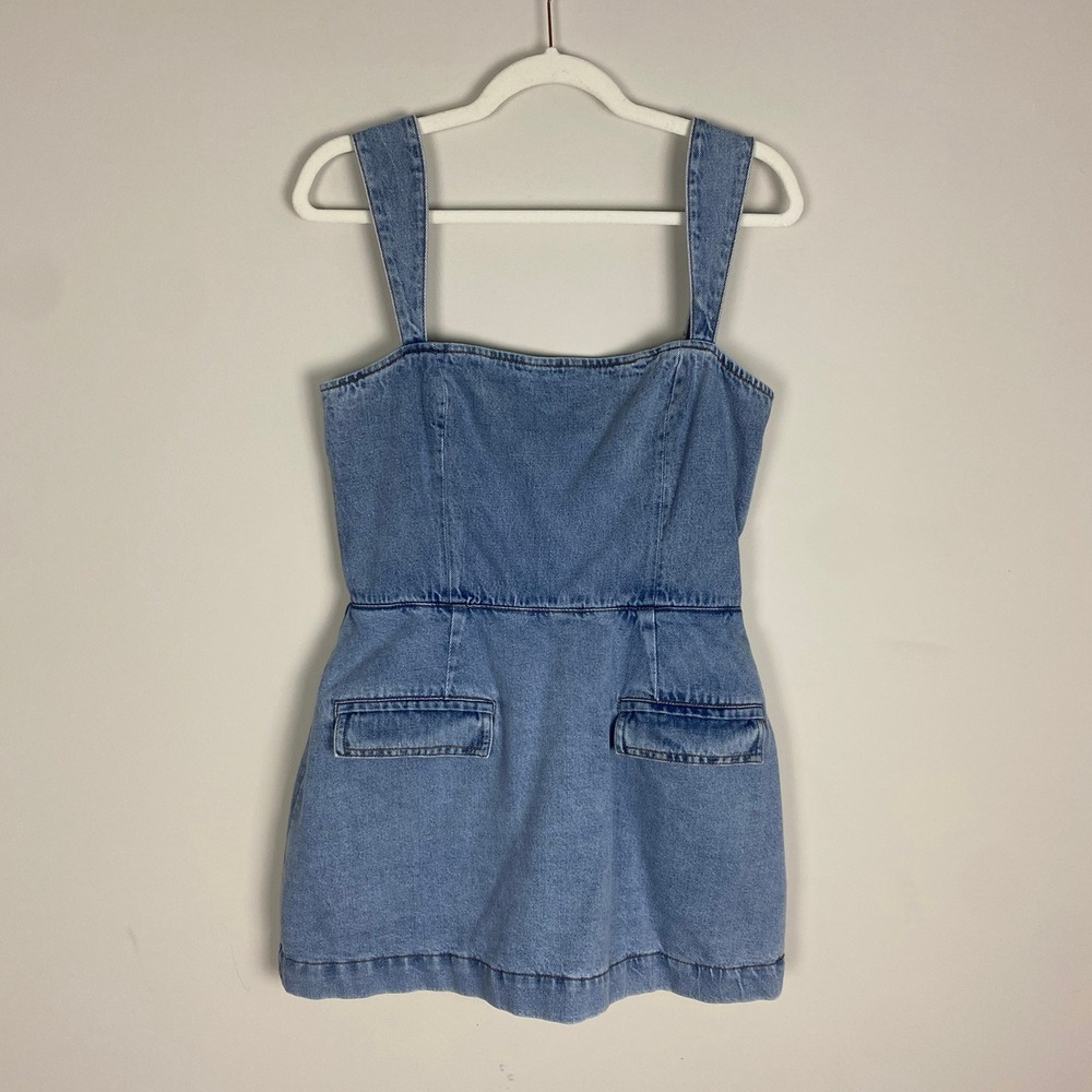 Amanda Uprichard Bethany Skort Romper Denim Mini Medium Jean Pockets
